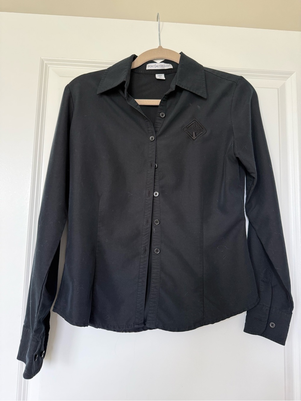 Port Authority Black Long Sleeve Button-Down Shirt with Chest Emblem